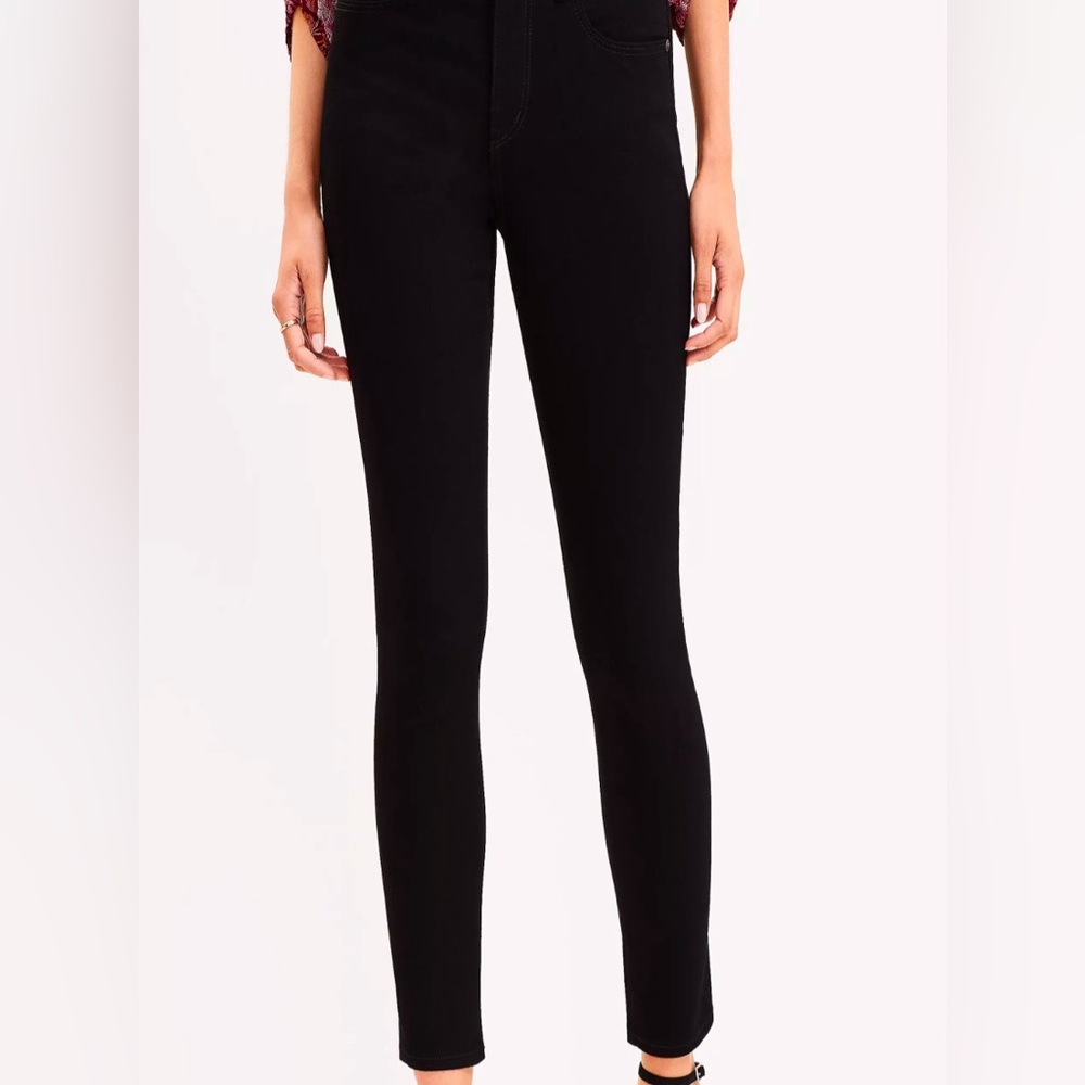 LOFT Curvy Skinny Ankle Jeans Black Stretch Denim High Rise Women’s Size 32/14